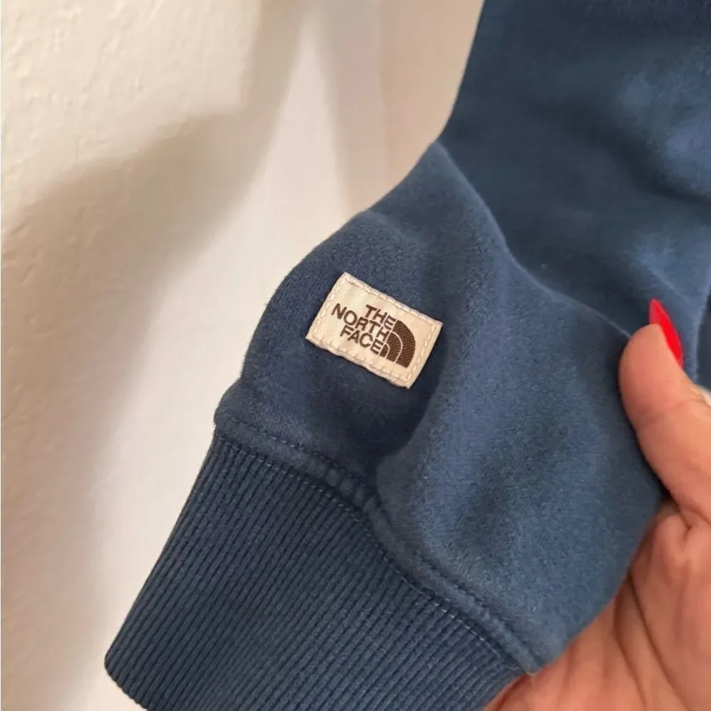 The North Face Blue Pullover Hoodie with Ribbed Cuffs